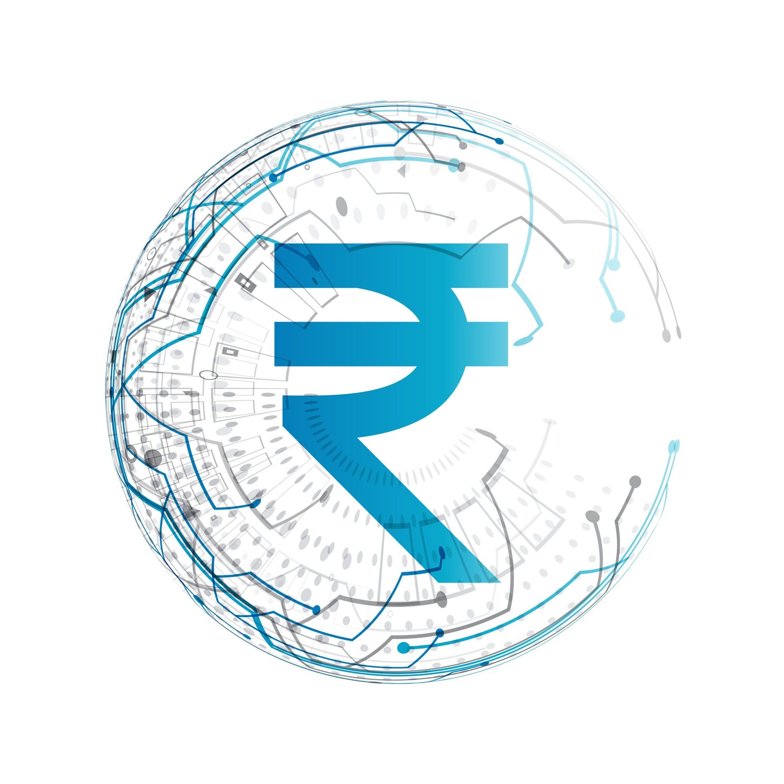 digital money indian rupee futuristic circuit technology backgro